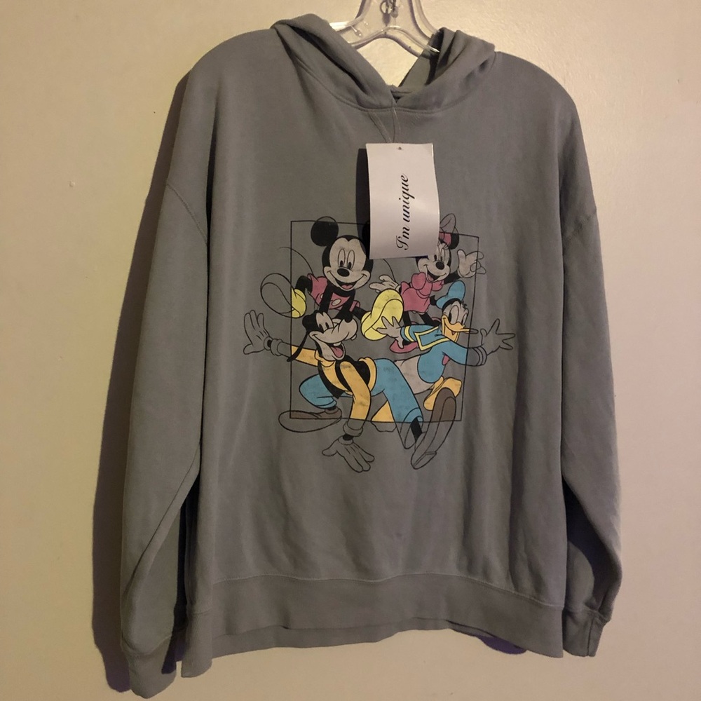 Disney Gray Hoodie with Mickey and Friends New With Tags XL